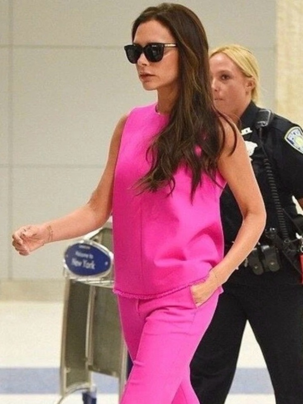 Victoria Beckham Target Sleeveless Hot Pink Shell Top fringe bottom sz small - Picture 2 of 7
